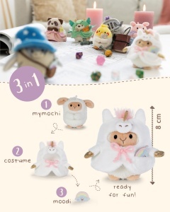 Jucarie de Plus NICI Set Kuscheltier Schaf Wools 8cm cu Costum de Unicorn, Alb - Img 5