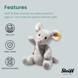 Jucarie de plus Steiff Cheesy Maus 19cm, gri deschis, prieten de neuitat - Img 5