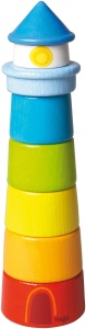 Jucarie din lemn HABA 300170 - Turn colorat, 21 cm, pentru sortare si stivuire