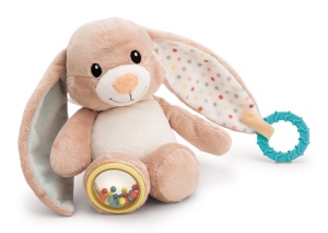 Jucarie din plus NICI Hase Fjella 23cm Roz cu functii interactive pentru bebelusi