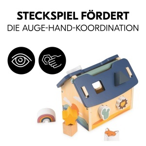 Jucarie educativa hauck Sort N Build Activity Cub din lemn cu forme geometrice si design sustenabil - Img 3