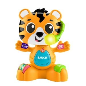 Jucarie interactiva pentru bebelusi Fisher-Price Beat Bande Tiger Justin, cu sunete si lumini