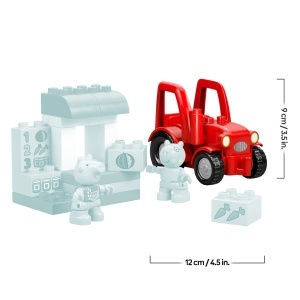 Jucarie LEGO DUPLO Peppa Wutz Traktor si Stand de Piata, 18 piese, cu 2 figurine - Img 8