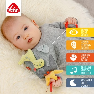 Jucarie muzicala Fehn Vulkan 051025 - 18 cm, cu melodia Schuberts Wiegenlied, pentru bebelusi - Img 2