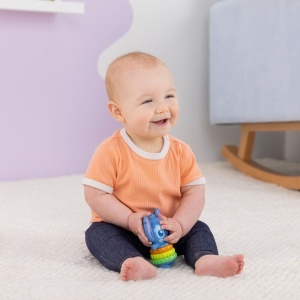 Jucarie pentru bebelusi Bright Starts Disney Baby Stitch Twist-a-Stitch cu inele texturate si zornaitoare - Img 6