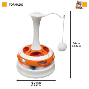 Jucarie pentru pisici Ferplast TORNADO in forma de varf interactiva 2 bile incluse cu plus combinabila O 24 x 34 cm - Img 2