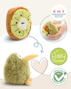 Jucarie Plush NICI Kiwi 15cm 2 in 1 - Verde, Moale si Detaliat - Img 3