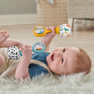 Jucarie Rassel Fisher-Price pentru bebelusi, set 2 bucati, culori vibrante - Img 2