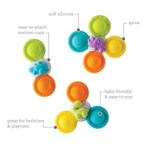 Jucarii de baie Infantino Pop-Spinner din silicon, 3 bucati, multicolore - Img 5