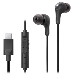 JVC HA-FR9UC-B - Casti cu fir USB Type-C cu sunet puternic si clar, microfon practic si telecomanda cu 3 butoane intr-un design extrem de compact (Negru)