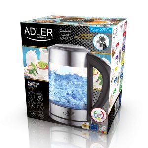 Kettle electric Adler AD 1247, 1,7L, 2200W, din inox si sticla, cu selectie temperatura - Img 8
