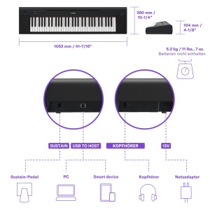 Keyboard digital Yamaha NP-15, 61 taste, 15 sunete, design portabil - Img 6