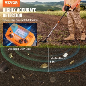 Kit detector de metale VEVOR pentru adulti Detector profesional multifunctional cu detector de metale in 2 moduri Rezistent la apa 203 cm Bobina pentr - Img 2
