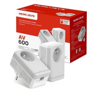 Kit Powerline Mercusys MP300P, 600 Mbps, 2 adaptoare, priza integrata - Img 1