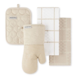 KitchenAid Onion Quilt KT OM PH Prosop de bucatarie, manusa de cuptor si set de suporturi pentru oale, milkshake
