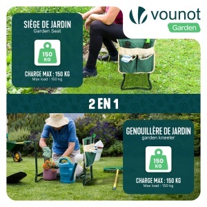 Kniebank VOUNOT 2in1 pentru gradinarit, verde, 150 kg - Img 2