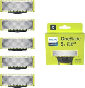 Lame originale Philips OneBlade, potrivite pentru toate modelele OneBlade si OneBlade Pro, originale de la Philips, pachet de 5 (model QP250/50) - Img 1