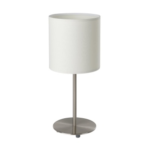 Lampa de masa EGLO Pasteri, 40 cm, abajur textil alb, baza nichel mat, E27 - Img 2