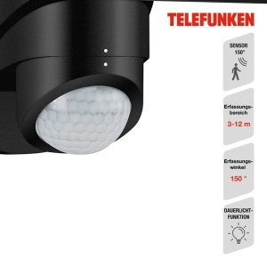 Lampa de perete LED TELEFUNKEN cu senzor de miscare, 20W, 2000 Lm, neagra - Img 4