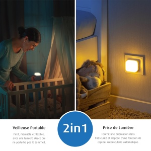 Lampa de veghe reer SleepLight 2in1 LED senzor automat gri deschis - Img 3
