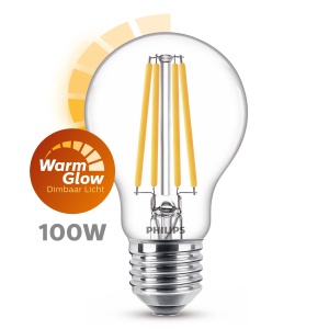 Lampa LED Filament E27 Philips Classic Warm Glow, 100W, Dimmabila, Lumina Calda - Img 4
