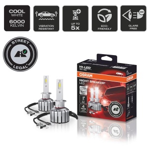 Lampa LED H1 Osram NIGHT BREAKER 6000K, 40 mai putin orbire, durata de viata 5x mai mare - Img 2