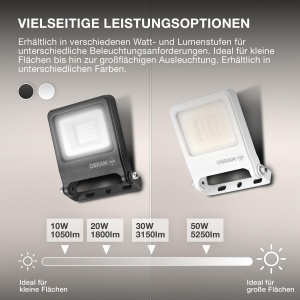 Lampa LED Osram ENDURA FLOOD PC 30W, 3000K, 3000 Lumen, Alb - Img 3