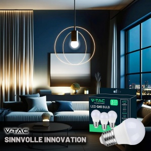 Lampa LED V-TAC E27 G45, 4.5W (40W echivalent), 470 Lumen, 3000K, 3 bucati - Img 4