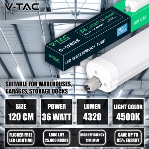 Lampa LED V-TAC Feuchtraumleuchte 120 CM 36W IP65, 4320 Lumen - Img 5