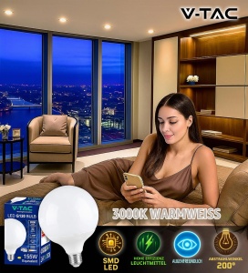 Lampa LED V-TAC Globe E27 22W 2600 Lumen 3000K Alb Cald - Img 4
