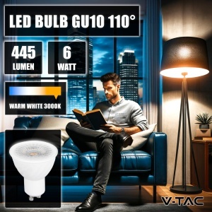 Lampa LED V-TAC GU10, 6 W, 445 Lumen, Lumina Calda 3000 K - Img 3