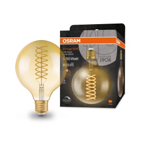 Lampa LED Vintage Osram GLOBE125, 8.4W, dimabila, culoare aurie