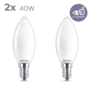 Lampa Philips LED Classic E14, 40 W, forma de lumanare, mat, alb cald, pachet de 2 - Img 4