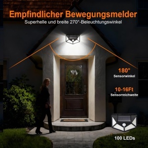 Lampa solara GRIFEMA GDK203-2 cu 100 LED-uri, senzor de miscare, IP65 - Img 7