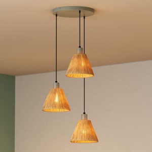 Lampa suspendata LEDVANCE Decor Raffia Plate, 3 flacari, verde, E27, 430 mm - Img 3