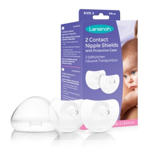 Lansinoh Nipple Shield 24 mm (marimea 2), 2 bucati incl. cutie de depozitare - confortabil de purtat - continuati sa alaptati in ciuda dificultatilor de atasare