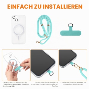 Lant pentru telefon GRIFEMA, albastru, lungime ajustabila 35-75 cm, nylon rezistent - Img 5