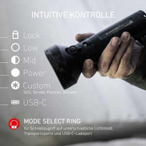 Lanterna LED Ledlenser P18R, 6500 Lumen, 600m, USB-C, IP68 - Img 4