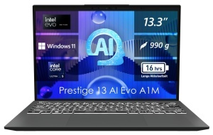 Laptop MSI Prestige 13 AI Evo, 13.3, Intel Core Ultra 5, 16 GB RAM, SSD 512 GB, Gri Stellar