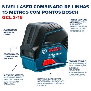 Laser cu linii incrucisate Bosch Professional GCL 2-15 IP54 Autonivelare 15m - Img 9
