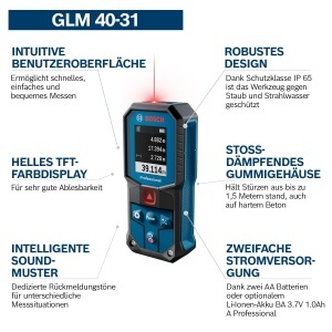 Laser de masurare Bosch Professional GLM 40-31, IP 65, 7 moduri de masurare - Img 3