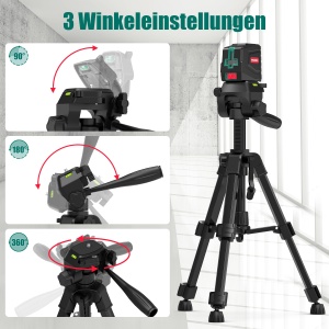 Laser de nivelare cu stativ HYCHIKA, verde, auto-nivelare, 8 ore autonomie - Img 5