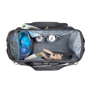 LASSIG Baby Twin Bag Geanta scutece Geanta pentru bebelusi cu functie rucsac incl. accesorii de schimb/Goldie Twin Bag, antracit, 1 bucata (1 pachet) - Img 3