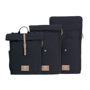 LASSIG Geanta de scutece, saltea de infasat, accesoriu pentru carucior, suport pentru sticle produs in mod durabil/GRE Rucsac Rolltop, albastru (albastru de noapte) - Img 3