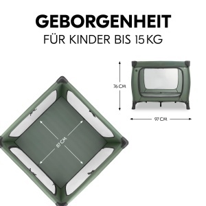 Laufstall pentru copii Hauck Sleep N Play SQ, 5 cm saltea, verde inchis - Img 3
