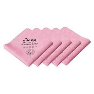 Laveta de curatare Vileda Professional PURmicro Active, 5 bucati, rosu, 38x35cm