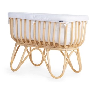 Leagan din Rattan Beaba CHILDHOME, 90 x 50 x 70 cm, cu saltea inclusa, Ecru