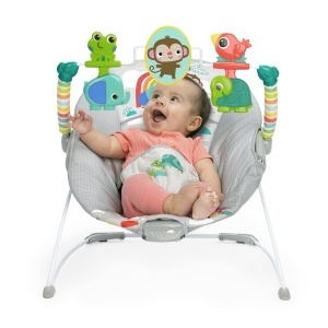 Leagan pentru bebelusi Bright Starts Playful Paradise, Unisex, cu vibratii si jucarii - Img 2
