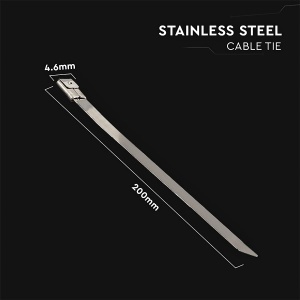 Legaturi pentru cabluri V-TAC din inox, 4,6 mm x 200 mm, pachet 100 bucati - Img 2