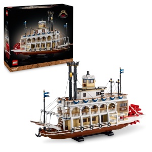 LEGO Ideas Vaporul cu vasle pe rau - Model de nava cu caracteristici interioare si interactive inclusiv vasle si comenzi functionale - Idee cadou pent
